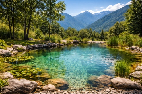 Biopiscina entre montañas